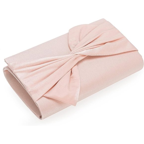 Women Satin Bow Flap Formal Party Clutch - Picture 6 of 7